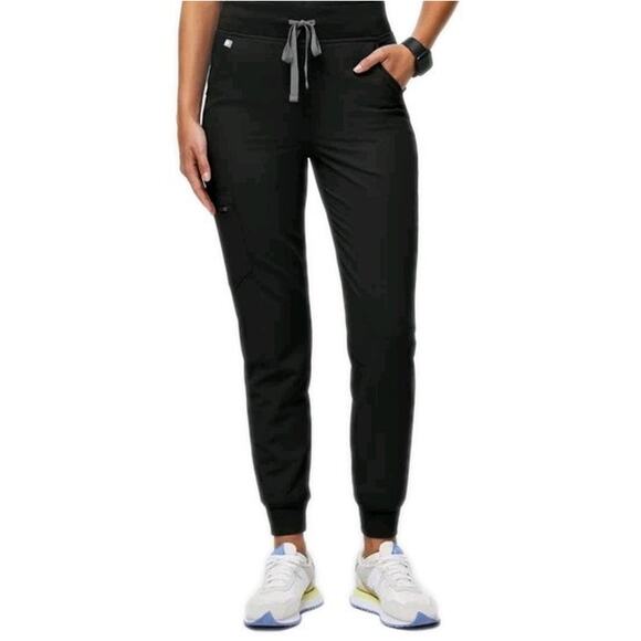 FIGS High Waisted Zamora Jogger Scrub Pants Black PO 1605 Women's Petite XL - Picture 1 of 6
